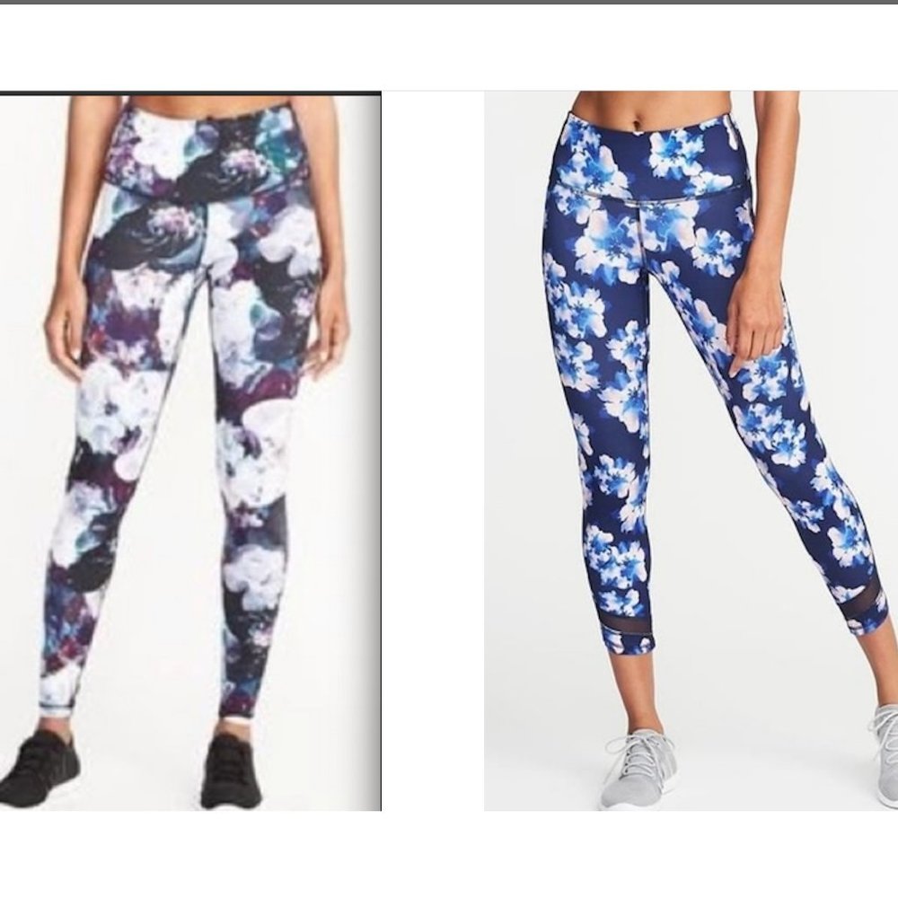 NEW Old Navy Active Leggings 2PC Set Bundle XS Floral Flower Pattern Like New!